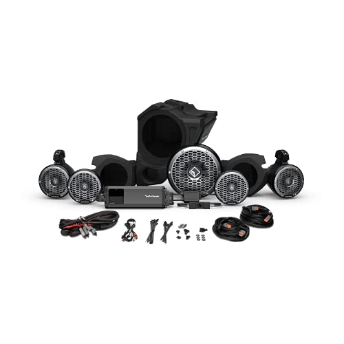 Rockford Fosgate RZR14RC-STG5 Audio Kit: Ride Command 3-Way Interface, 1500-Watt Amp, M2 Color Optix Multicolor LED Lighted Front, Rear Speakers & Subwoofer for Select RZR Models (2014-2021) Rockford Fosgate RZR14RC-STG5 Audio Kit: Ride Command 3-Way Interface, 1500-Watt Amp, M2 Color Optix Multicolor LED Lighted Front, Rear Speakers & Subwoofer for Select RZR Models (2014-2021)
